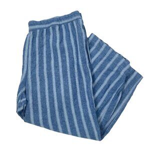 Old Navy Blue Striped Linen Wide Leg Pants Sz 3X NWT Beachy Coastal Resort